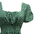 thumbnail image 4 of Womens Classic Polka Dot Dresses Summer Elegant Square Neck Puff Sleeve Maxi Dresses Vintage Flowy Tiered A-Line Dress, 4 of 9