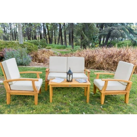 - LuXeo Venice 4 piece Deep Seating Teak Conversation Set