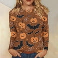 thumbnail image 1 of Heisall Womens Halloween Print T-Shirts Loose Round Neck Long Sleeve Pullover Casual Fashion Tops 2025 New Arrival, 1 of 5