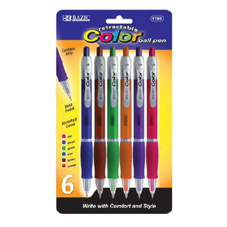 New 401601   6 Color Retractable Pen W / Cushion Grip (24-Pack) Office Supply Cheap Wholesale Discount Bulk Stationery Office