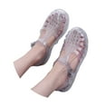 thumbnail image 3 of Women Jelly Mesh Ballet Sandals Low Heel On Comfortable Beach Shoes For Adult Summer Clear Hollow Ballerina, 3 of 7
