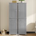 thumbnail image 3 of Tall Storage Cabinet with 4 Doors, Adjustable Shelves, Door Racks, Freestanding Organizer for Bathroom, Office, or Home Use in Grey Finish, 3 of 9