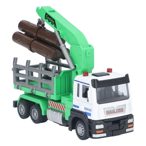Logging Truck Toy, Alloy Body 1:32 Log Tractor Model Rubber Wheel For Kids Green
