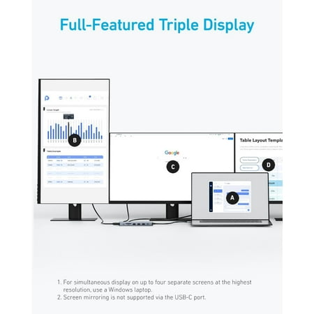 Anker USB-C Hub (14-in-1, Triple Display) - Gray