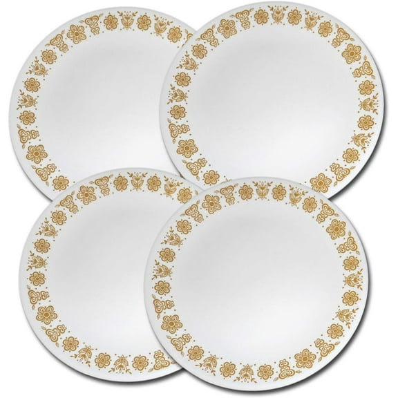 Vintage Corning Corelle Butterfly Gold Large Dinner Plates 10" Plate- Set of 4