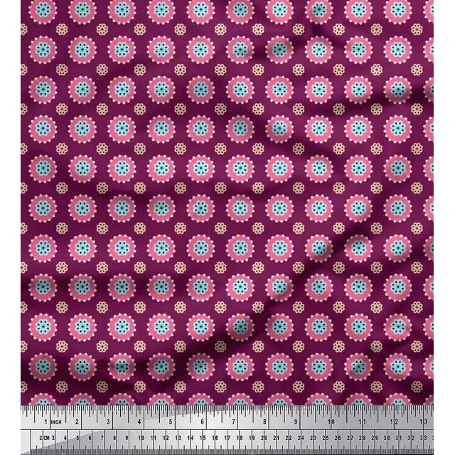 Soimoi Moss Georgette Fabric Flower Artistic Printed Craft Fabric by The Yard 42 Inch Wide