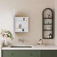 thumbnail image 4 of Hassch Oval Recessed Medicine Cabinet with 20x34in Mirror, White Metal Frame Storage Cabinet Mirror with Adjustable Shelves, Surface Mounted Wall Cabinet for Bathroom, 4 of 10