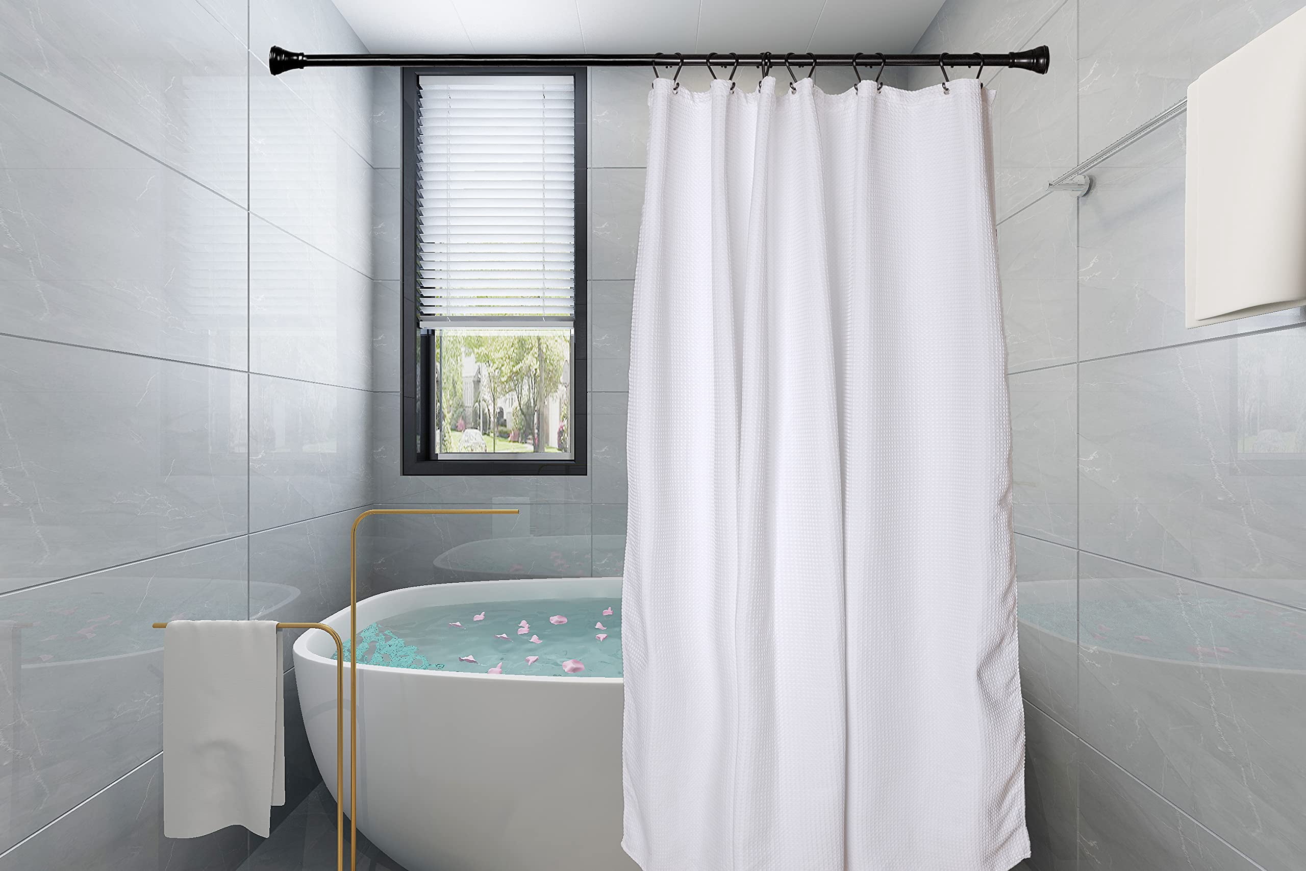 Utopia Alley  Rustproof Zinc Shower Curtain Hooks Rings, Set of 12 Black