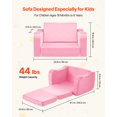 thumbnail image 3 of VEVOR 2-in-1 Kids Sofa Foldable Soft Couch with Armrests Chair to Lounger Gray  M Pink, 3 of 9