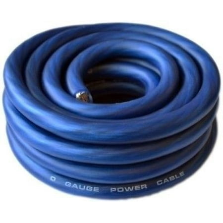 Amp Cable - SoundBox 0 Gauge Blue Amplifier Power / Ground Wire 1/0 Ga Amp Cable, 25 Feet