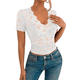 thumbnail image 1 of Blusa de para Mujer, de Corta, Cuello Redondo, Ajustada, con Encaje Floral Liso, Blusas Transparentes con Cuello en V S, 1 of 7