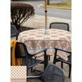 thumbnail image 5 of Outdoor Tablecloths with Umbrella Hole & Zipper, Orange Floral 60x60 Inch Square Tablecloths, Country Boho Ethnic Art Flowers Motifs Waterproof Table Cloth, Patio/Pool/Picnic Table Covers, 5 of 8