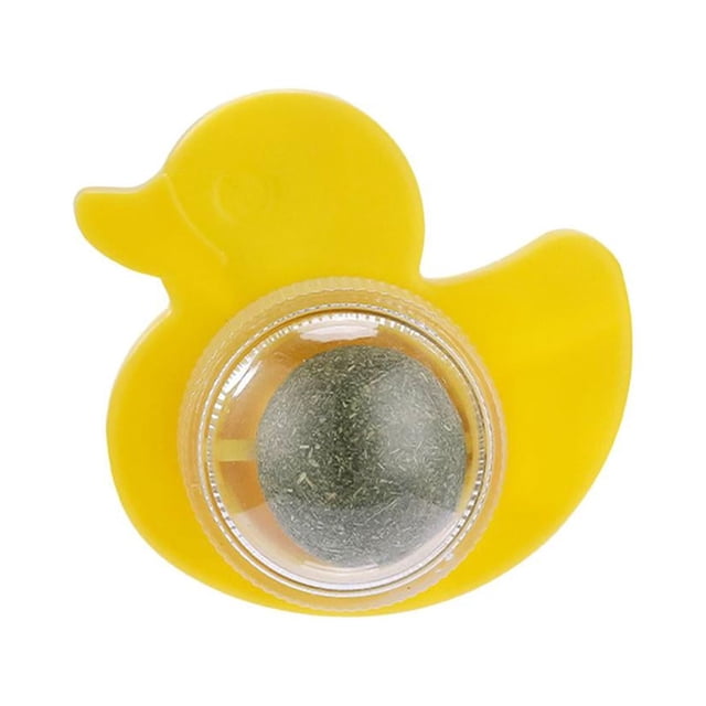 mascota pato gato caramelo lamiendo bocadillos gato giratorio juguete para masticar suministros amarillo