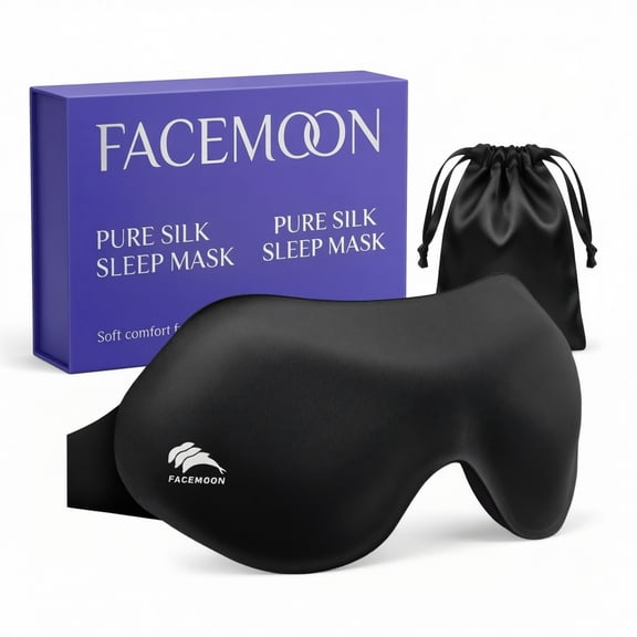 FACEMOON Sleep Mask 3D Contoured Blackout with Adjustable Strap Lash Extensions Friendly Travel Essential