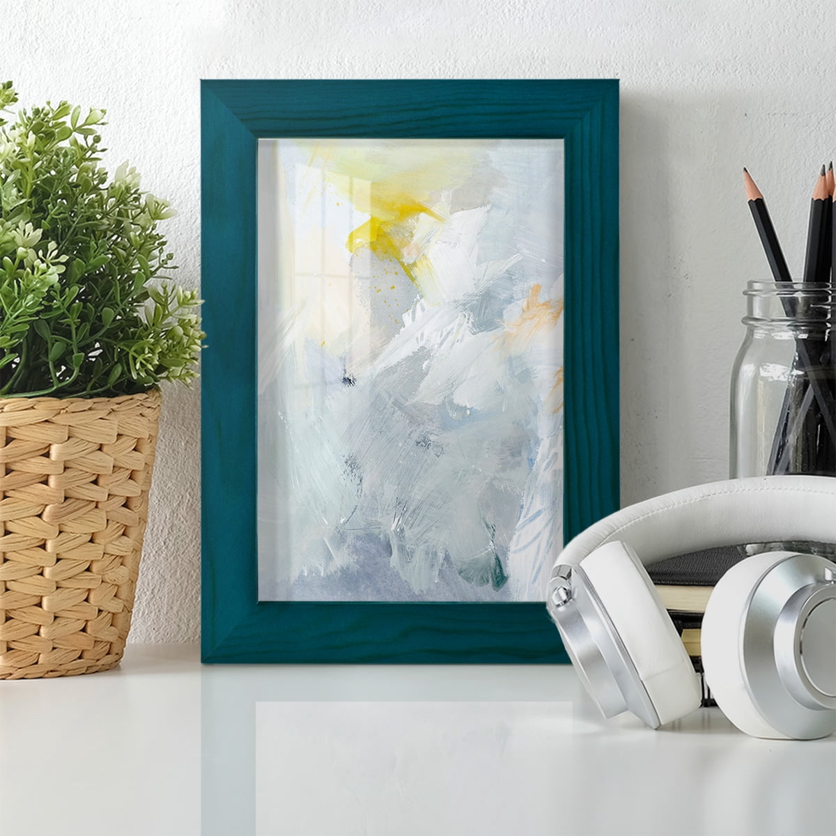 Canary and Sky II - Framed Print w/glass - Ocean Blue