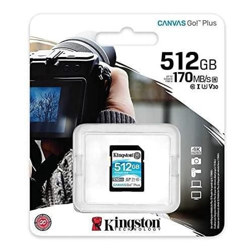 Kingston 512GB MicroSDXC Canvas Go Plus 170MB/s Read UHS-I, C10, U3, V30, A2/A1 Memory Card + Adapter (SDG3/512GBCR)