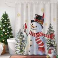 thumbnail image 4 of Merry Christmas Snowman Xmas Tree Shower Curtain for Bathroom, Bird Snowflake Retro Linen Waterproof Shower Curtains Washable Quick Dry with Hooks Bathtub Curtains 60x72IN, 4 of 9