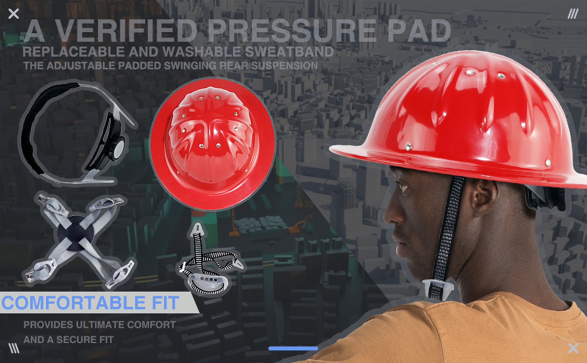Aluminum Safety Hard Hats Helmet with Ratchet Suspensions Silver Safety Cap One Size Helmet Fits Most(Red)