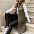 thumbnail image 7 of Riecok Long Down Vest Women Sleeveless Stand Collar Zip up Quilted Jackets Thermal Solid Warm Casual Winter Outerwear with Pockets Green S, 7 of 7