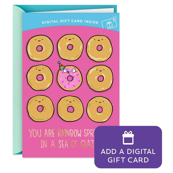 Hallmark Gift Card Greeting Funny Birthday Card for Her (Rainbow Sprinkles Donut)