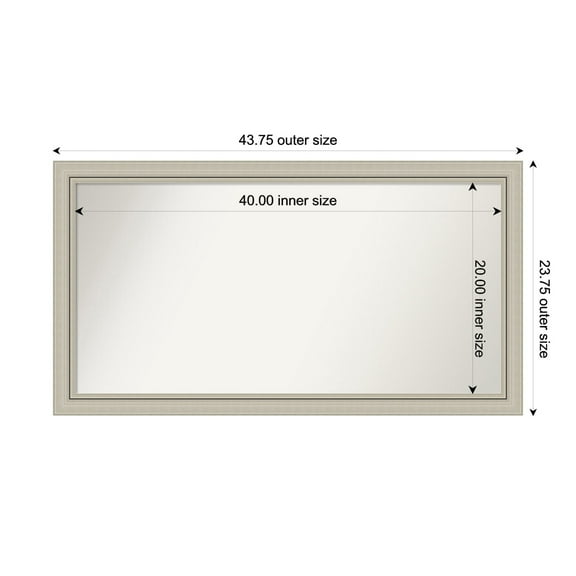 Amanti Art Custom Wall and Bathroom Mirror (23.75 x 43.75 in.), Romano Silver Narrow Frame
