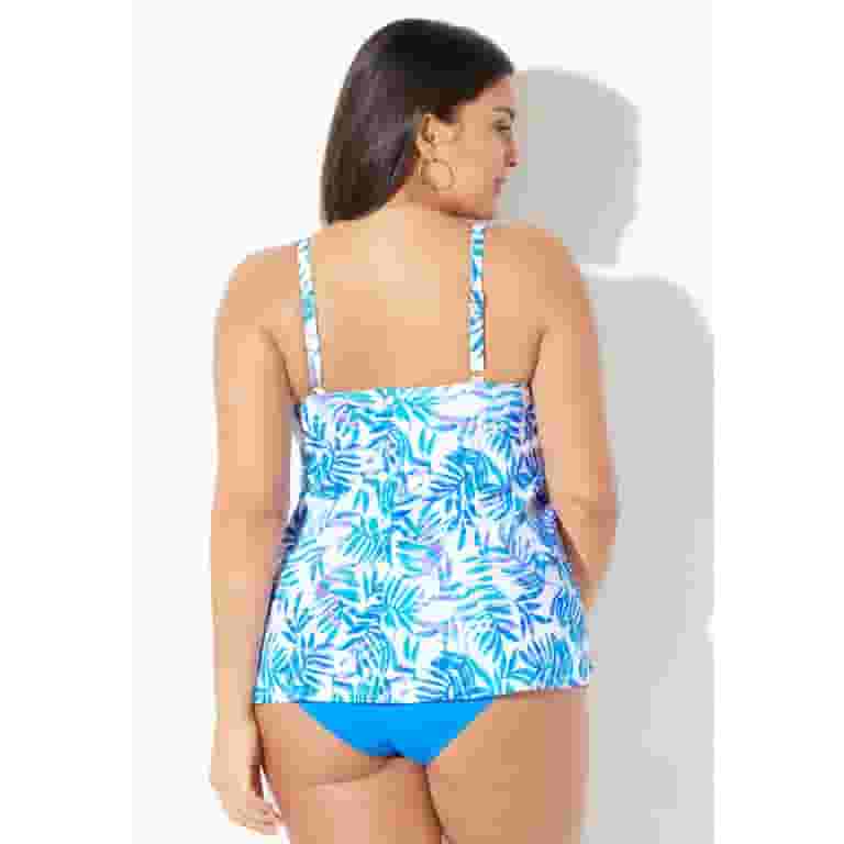 Swimsuits for All Women's Bra Sized Faux Flyaway Underwire Tankini