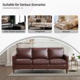 thumbnail image 4 of Bonzy Home 77" Mid-Century Modern Sofa — 3-Seat Faux Leather Couch, Small-Space Black Sofa with Padded Cushions, 4 of 6