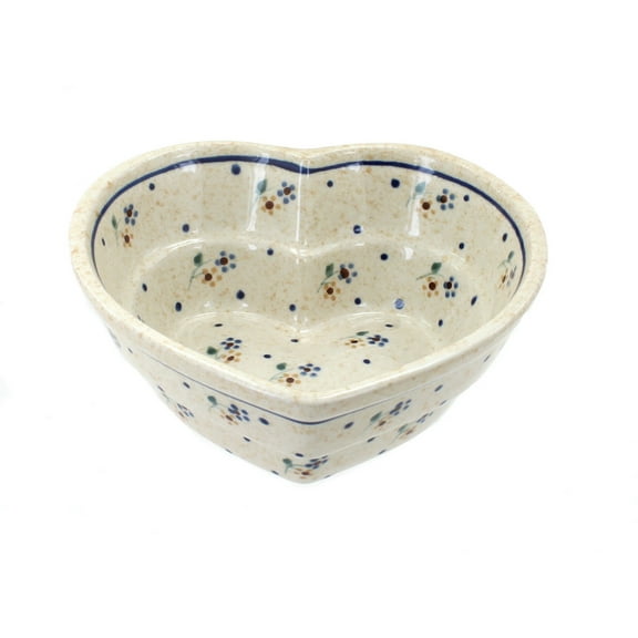 Blue Rose Polish Pottery Country Meadow Small Heart Bowl