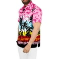 thumbnail image 5 of HAPPY BAY Men's Hawaiian Shirts Short Sleeve Button Down Shirt Mens Holiday Shirts Summer Beach Casual Aloha Tropical Shirts for Men Funny 4XL Island View, Pink, 5 of 6