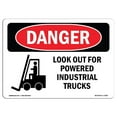 thumbnail image 1 of SignMission OS-DS-A-1218-L-1441 12 x 18 in. OSHA Danger Sign - Look Out for Powered Industrial Trucks, 1 of 1