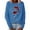 Blue, variant on Ilomwu Womens Tops O Neck Christmas Print Sweater Long Sleeve Womens Winter Sweatshirts,White,XL