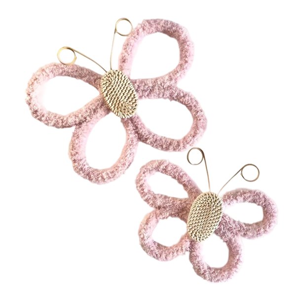 2 piezas de decoración de pared con mariposas, artesanías, decoración de pared bohemia para oficina y dormitorio. Rosa