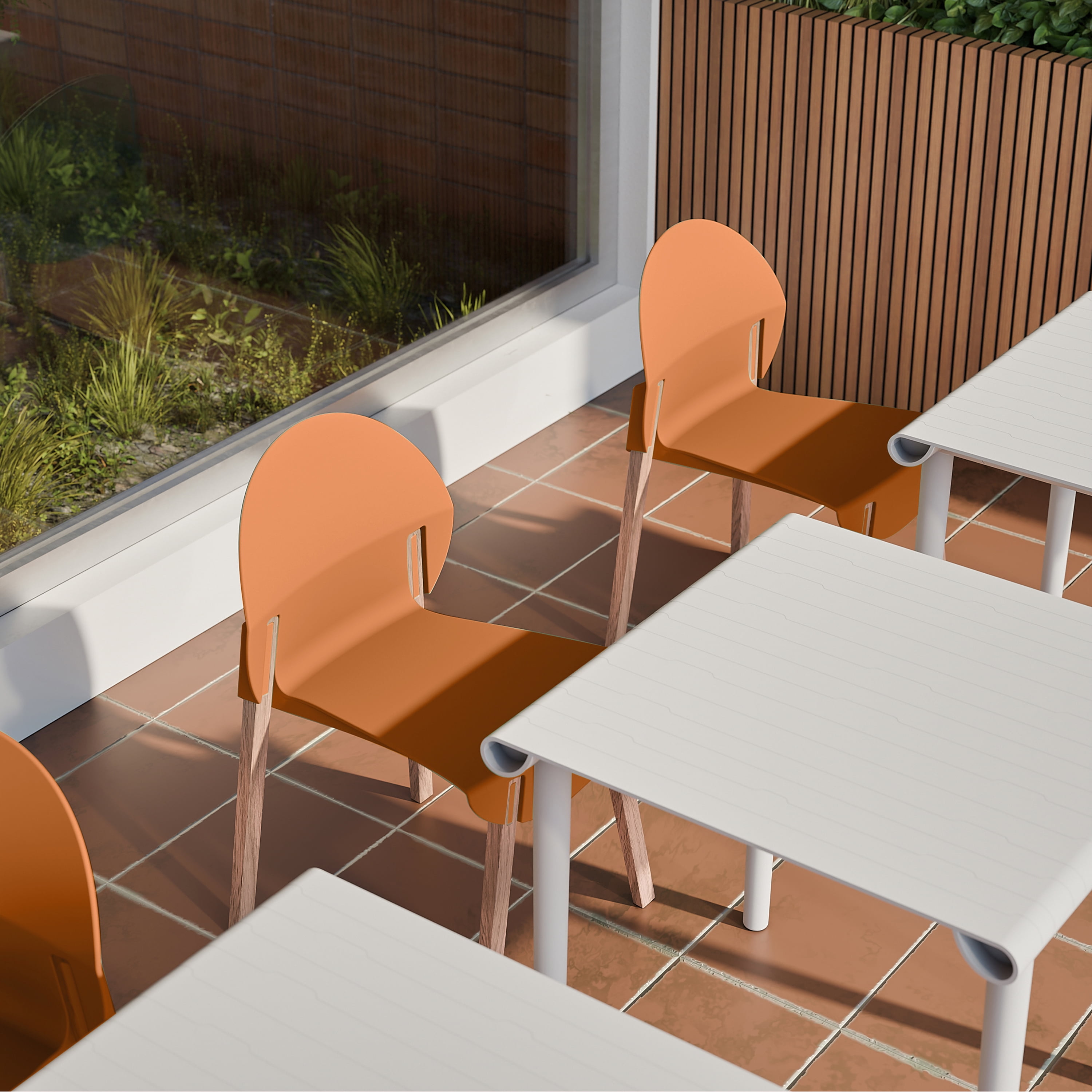 Indoor Dining Chair, 4 Pack Household Leisure Chair for Home Living Room Dining Area, Tropical Orange