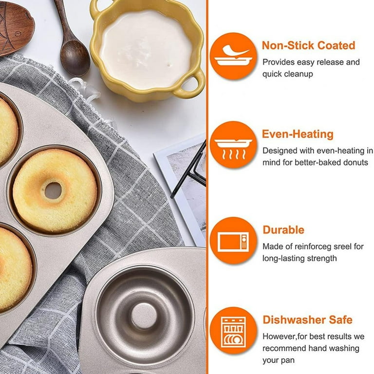 Donut Pan for Baking Make Perfect Bagels and Cake Donuts Nonstick 10.4 x 7.2 Doughnut Pan with 6 Doughnut Molds