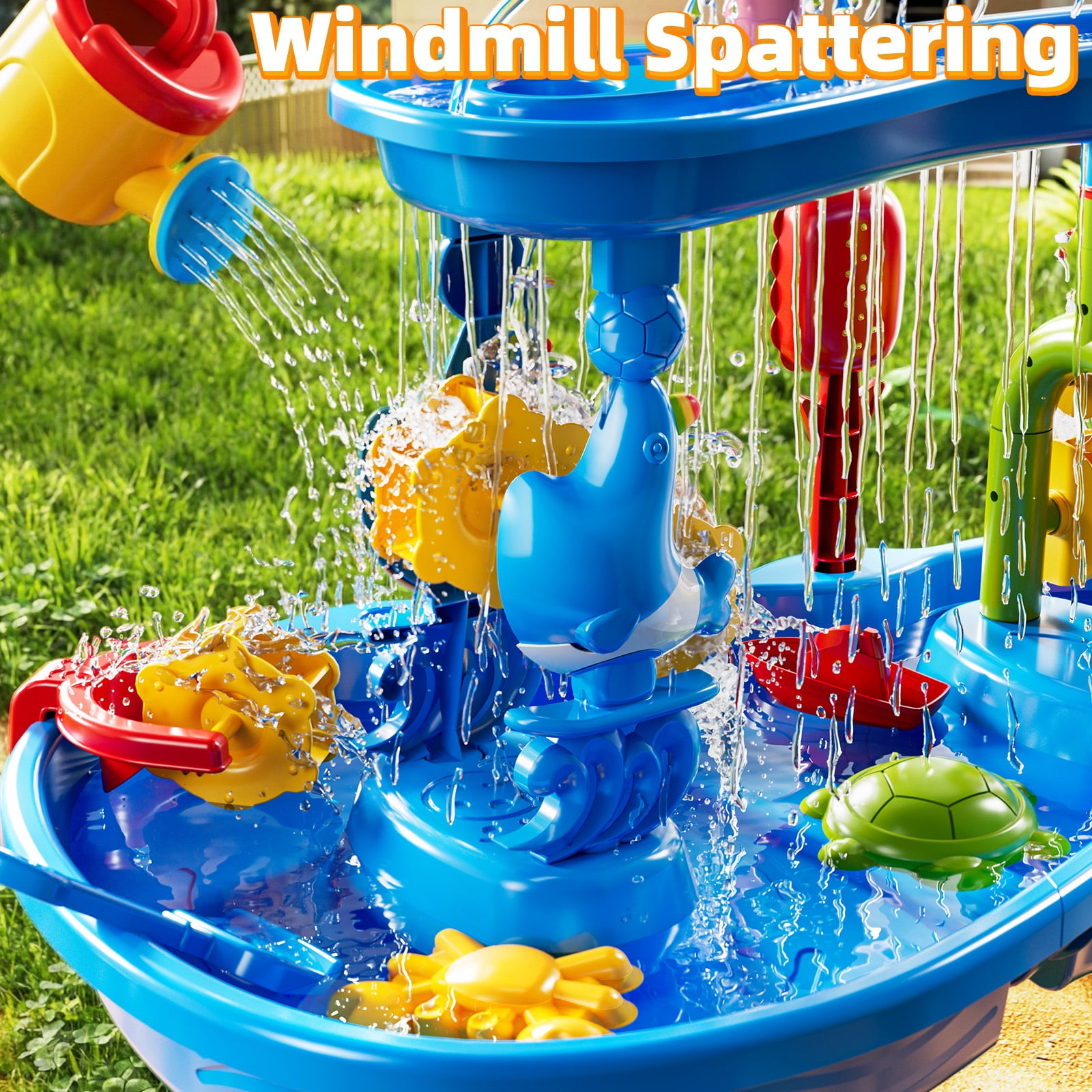 Kids Sand Water Table ,3-Tier Sand and Water Play Table Toys for Toddlers Kids, Outdoor Activity Sensory Tables Outside Beach Toys for Toddler Boys Girls Age 3-5
