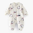 thumbnail image 2 of WRKEKC Infant Fleece Romper Print Zipper Front Thickened Warm Snug Comfortable Fitting Fall Winter Jumpsuit for Boys and Girls 0 Months-3 Years, 2 of 9