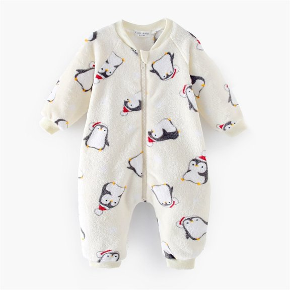 lulshou Baby Romper Children's Clothing Thickened and Plush Baby Jumpsuit for Boys and Girls Warm and Long Climbing Clothes Bodysuit on Clearance