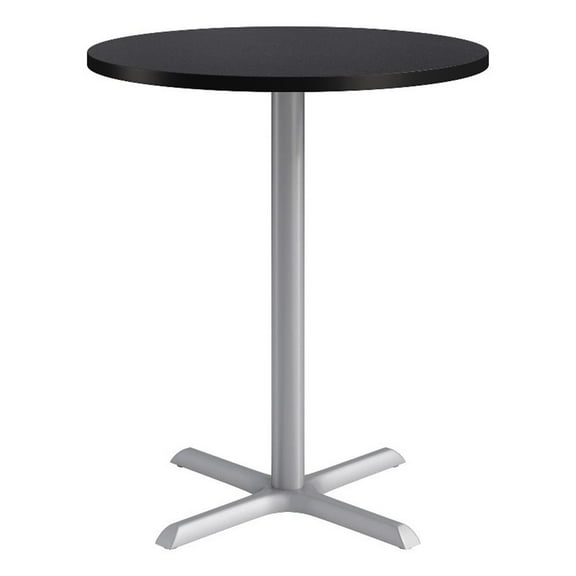 KFI Studios 36in Round Dining Table - 42in H - Charcoal Top - Silver Base