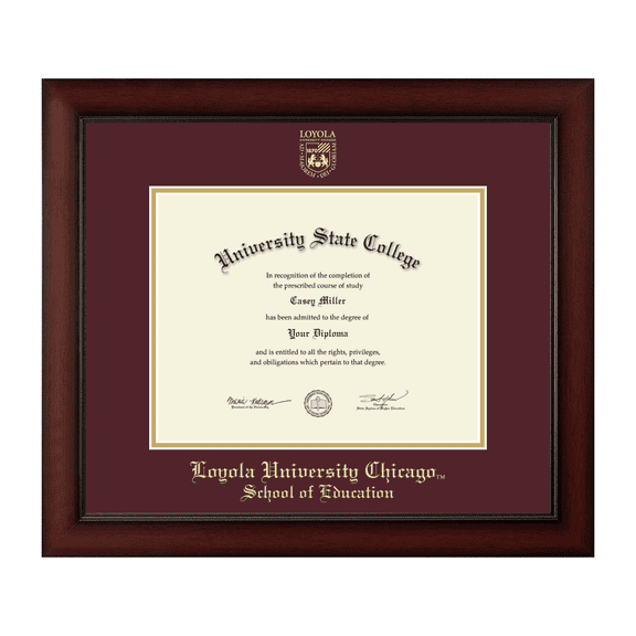 Framerly - LUC Education Diploma Frame with Maroon and Gold Mat