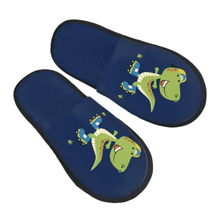 

Jgfou Dino Playing Roller Skate Print Womens Cozy Memory Foam Slippers Soft Warm Slip On House Slippers Anti-Skid Rubber Sole Creative Gifts for Women Mom Girlfriend