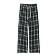 thumbnail image 4 of sususu Sweatpants Men Cotton,Men's Plaid Print Wide Leg Trousers Loose Fitting Everyday Casual Straight Pant Comfortable,Navy,XXXXL, 4 of 4