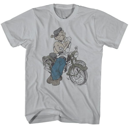 Popeye T-shirt Tee - POPEYE CYCLE T-Shirt Adult Unisex Silver by American Classics POP5197