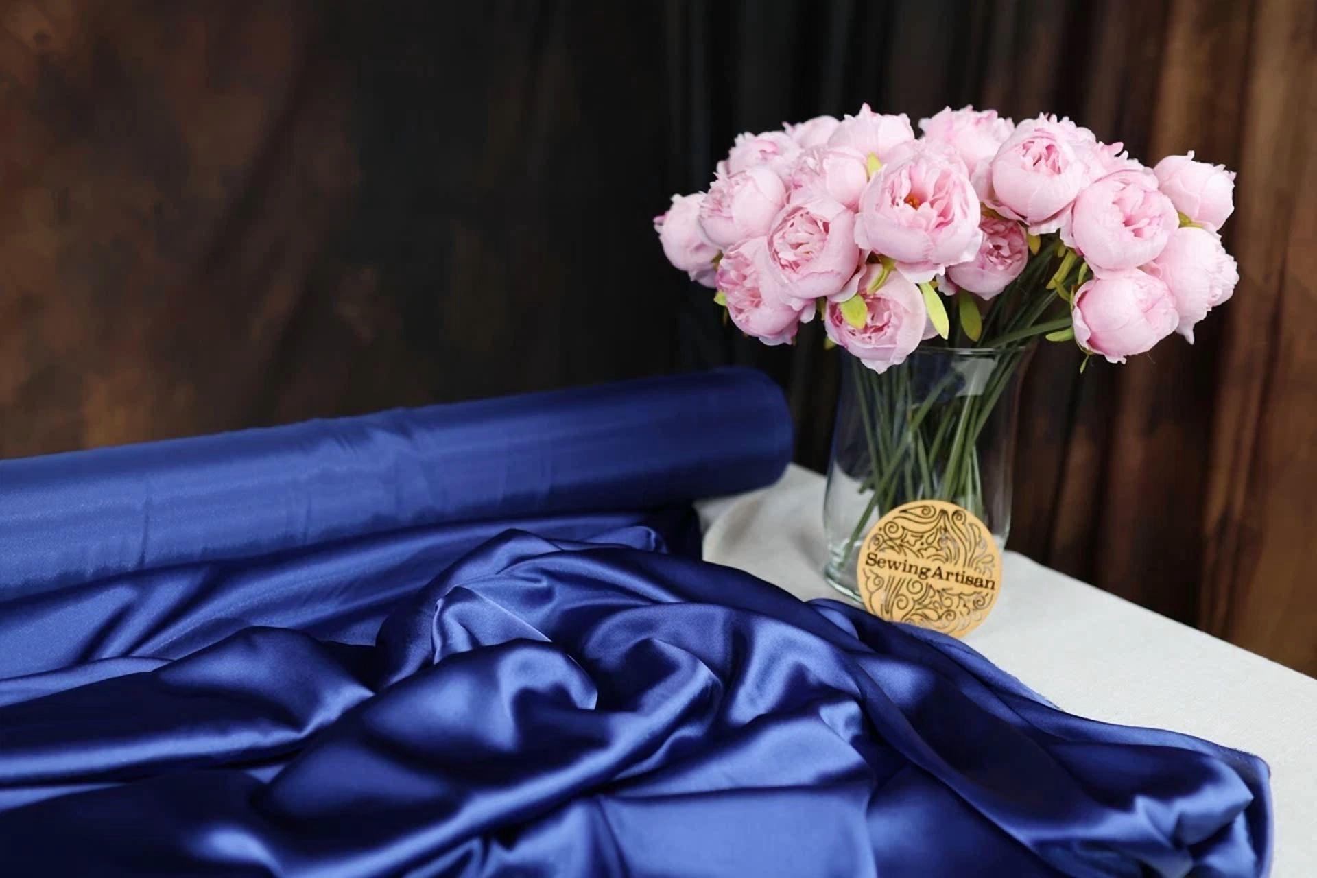 BUTTERFLY- Royal Blue Satin Charmeuse Fabric By The Yard 340