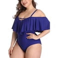 thumbnail image 1 of Trajes de baño de una pieza con hombros descubiertos de talla grande para mujer Trajes de baño con control de barriga Trajes de baño Ormromra HMHZ262-22, 1 of 6