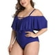 thumbnail image 1 of Trajes de baño de una pieza con hombros descubiertos de talla grande para mujer Trajes de baño con control de barriga Trajes de baño Adepaton HMHZ262-22, 1 of 6