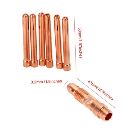

Bailey TIG Torch Argon Welding 12Pcs Consumable 1.0-3.2Mm Tungsten Electrode Collet Kit