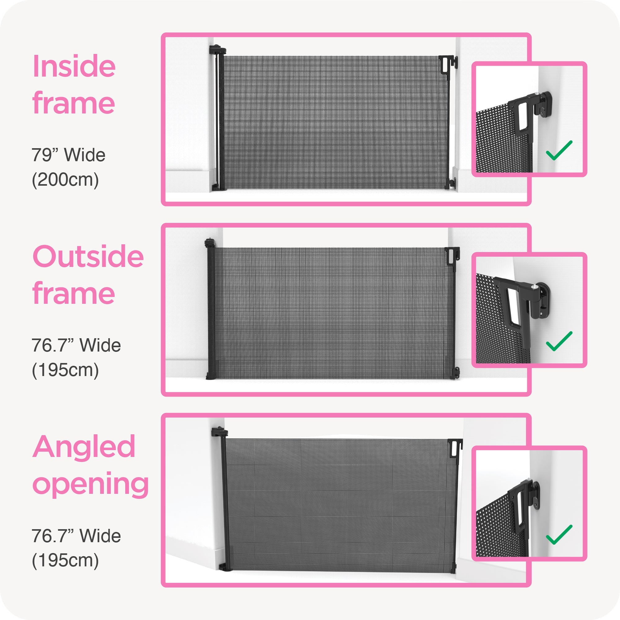 Perma Child Safety 79 in. Wide x 38 in. Tall Black Ultimate Retractable Baby Gate