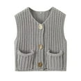 thumbnail image 4 of YDFCWXW Women Knit Sweater Vest Button Down Casual Sleeveless Cardigan with Pockets Trendy Outfits 2025 Grey, M, 4 of 4