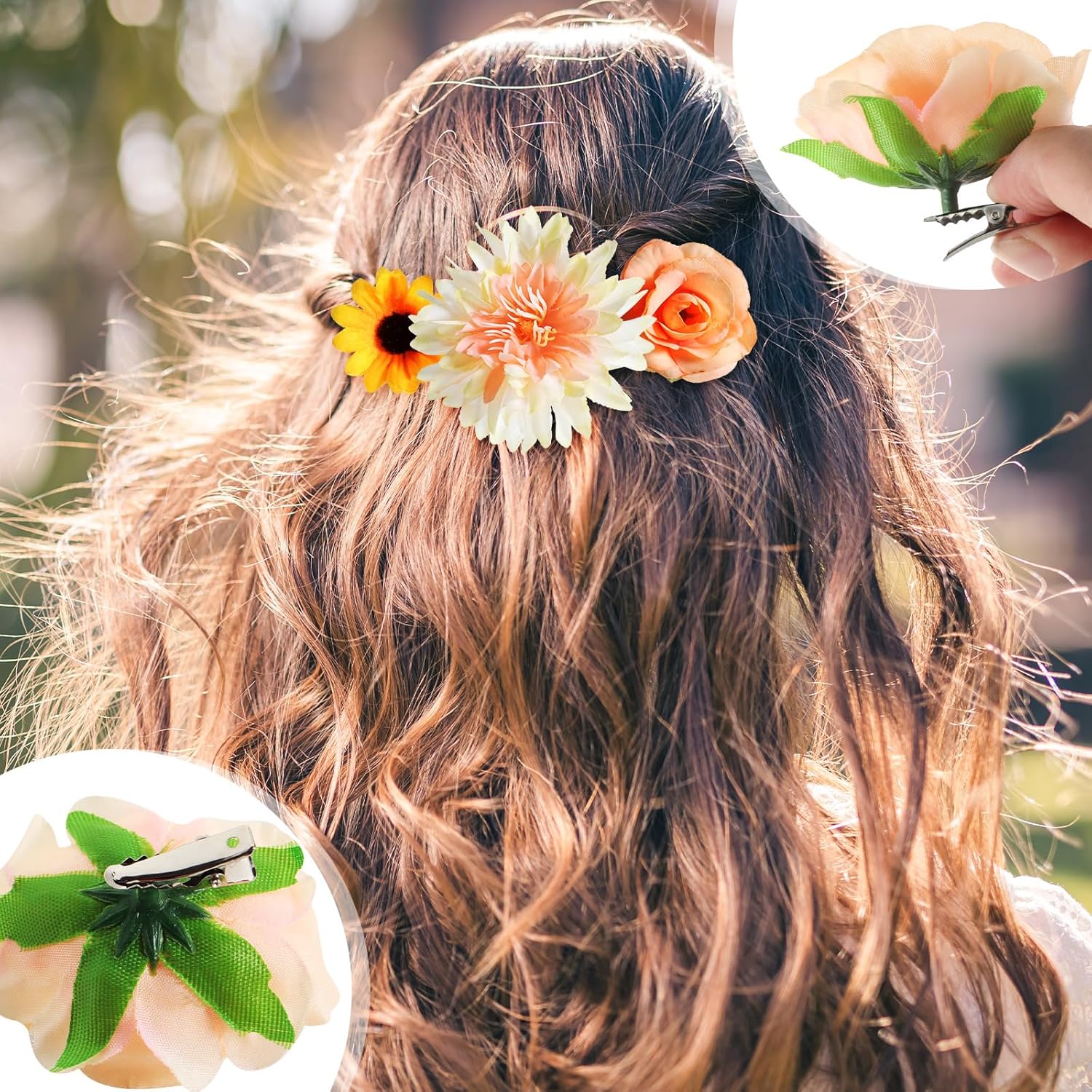 36 Pack Flower Hair Clips Rose Hair Accessories for Women  Bride Flower Claw Clip Side Hair Clip Hairpin Brooch Pin Headpiece for Girls Wedding