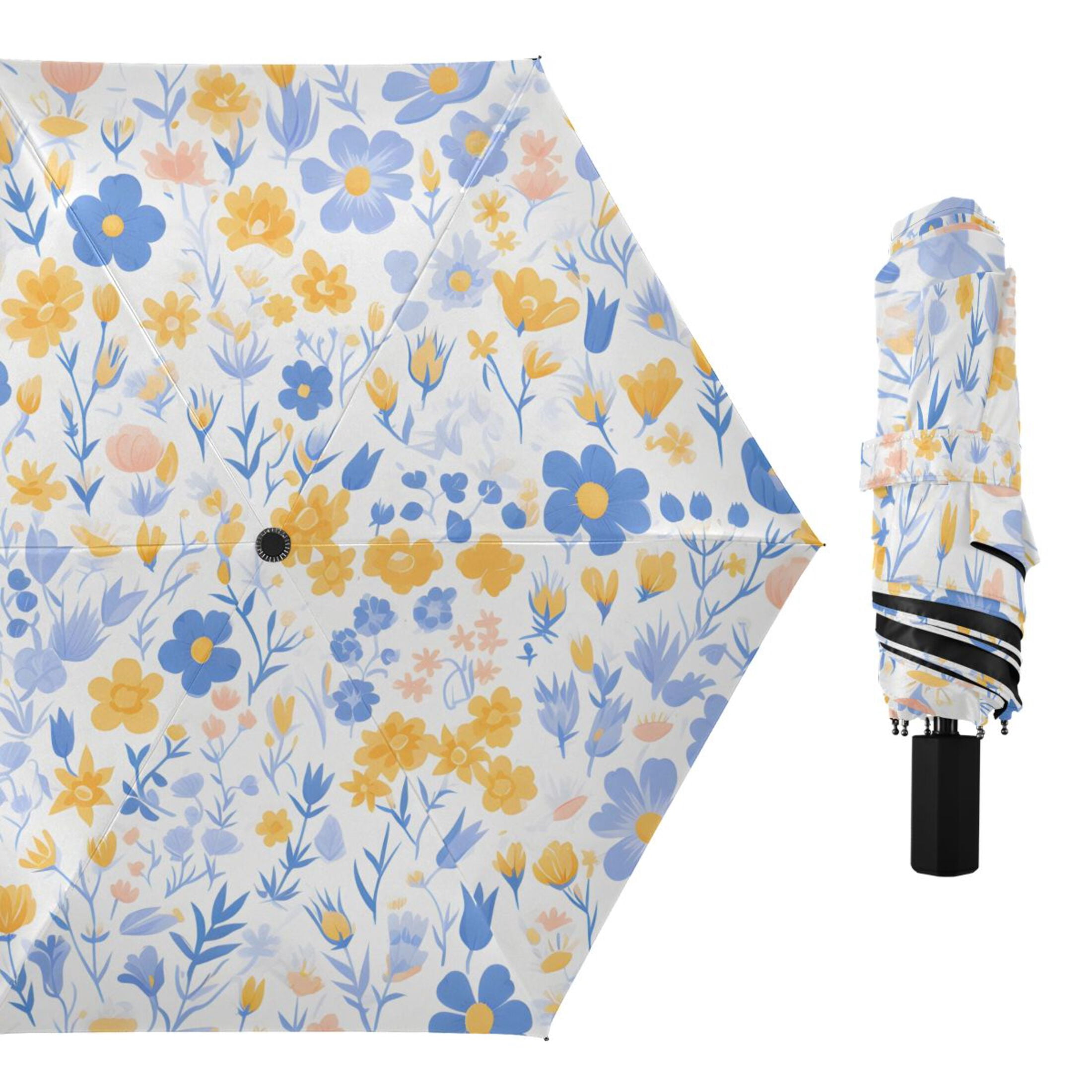 ALAZA Flower-a6 UPF 50+ Compact Folding Umbrella for Rain Travel Umbrella Packable